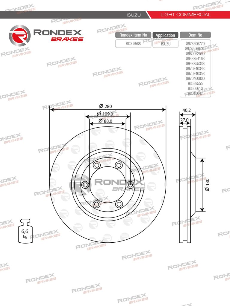 RDX 5588 - RONDEX BRAKES - BRAKE PADS MANUFACTURER