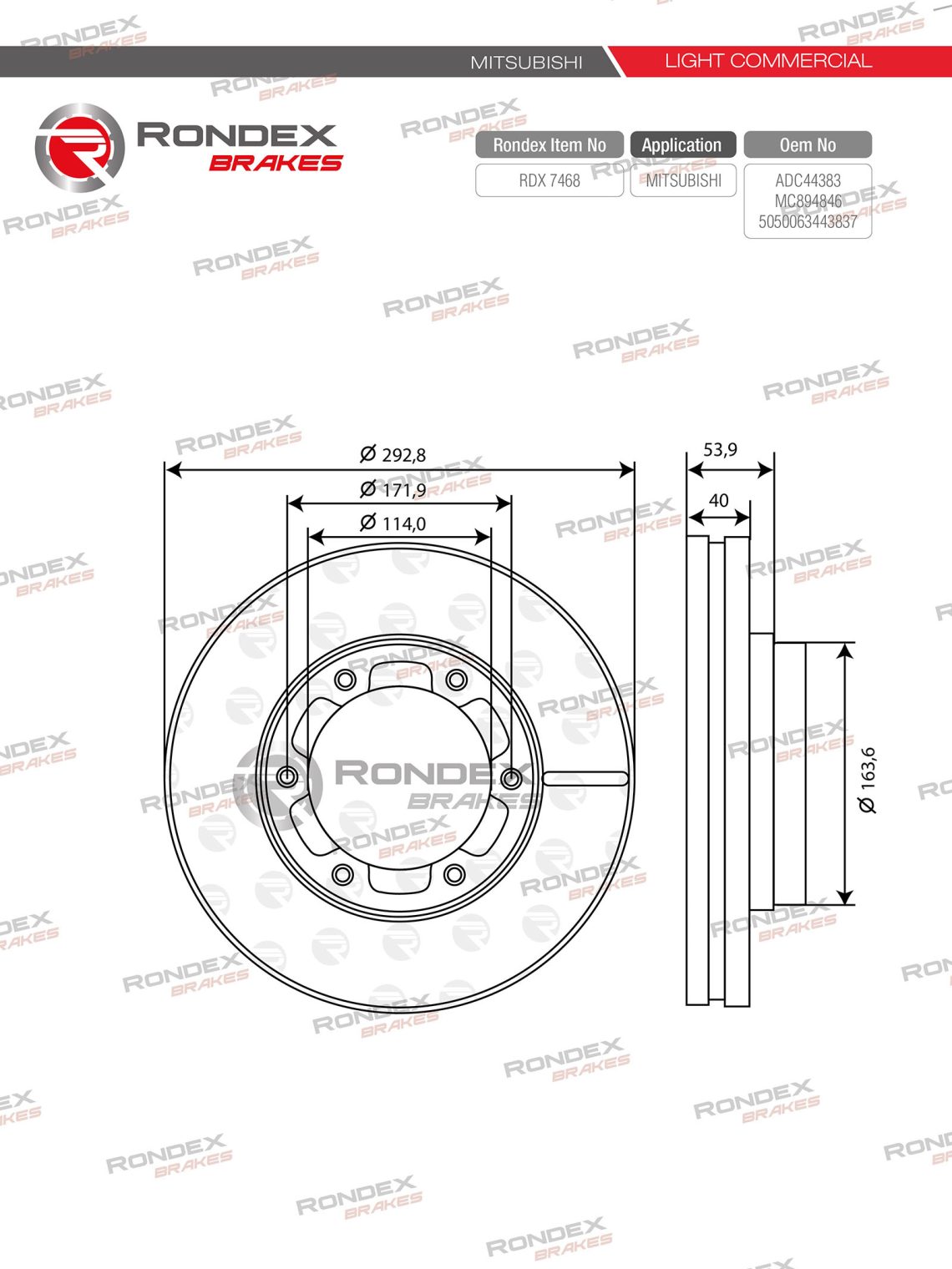 RDX 7468 - RONDEX BRAKES - BRAKE PADS MANUFACTURER